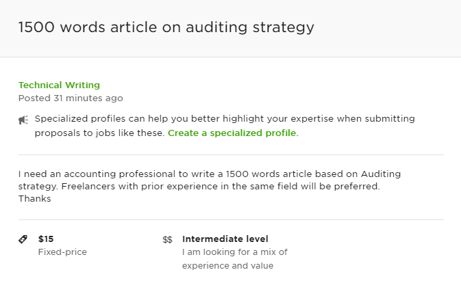 An example of a lowballer on Upwork
