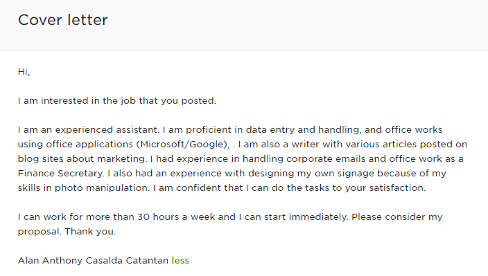 An embarrassing cover letter I sent before where I tried to sell every skill I have in one go