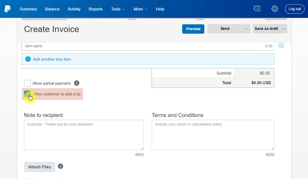How to allow clients to give a tip on PayPal
