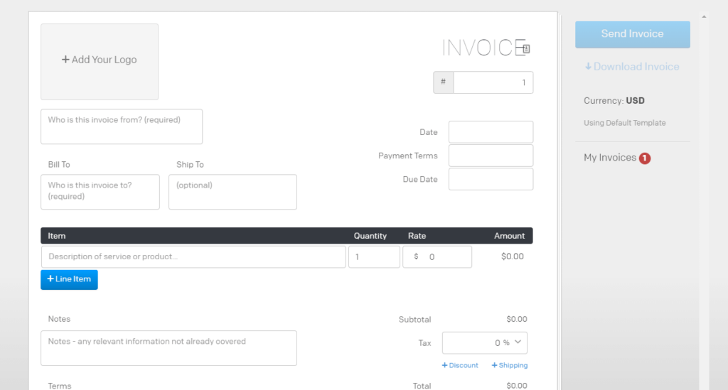 Free invoice generator by Invoiced
