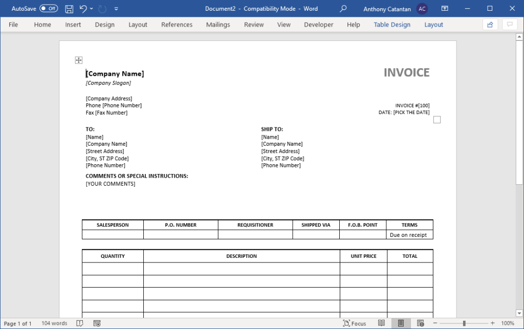 Sales invoice
