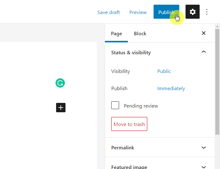 The publish button can be found on the upper-right corner